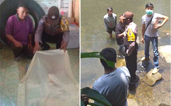 olah TKP dan evakuasi atas penemuan mayat bayi laki laki di Sungai Batang Kapa