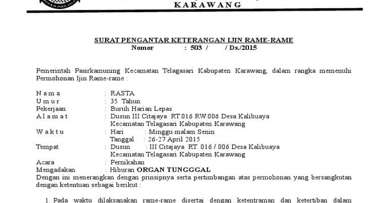 Contoh Surat Rekomendasi Izin Keramaian Contoh Surat