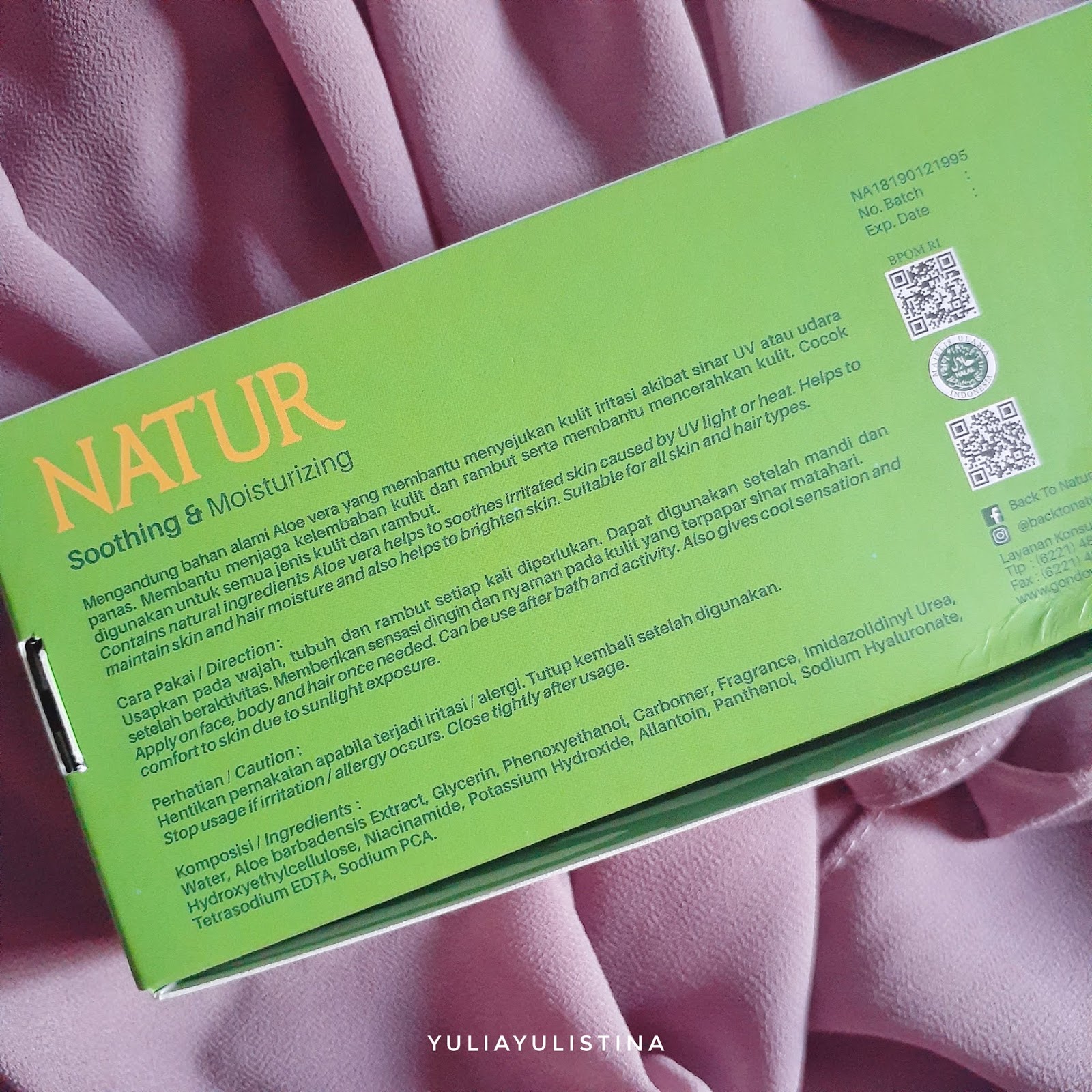 REVIEW Natur Sleeping Mask Aloe Vera Gel The Yulistinay's Diary