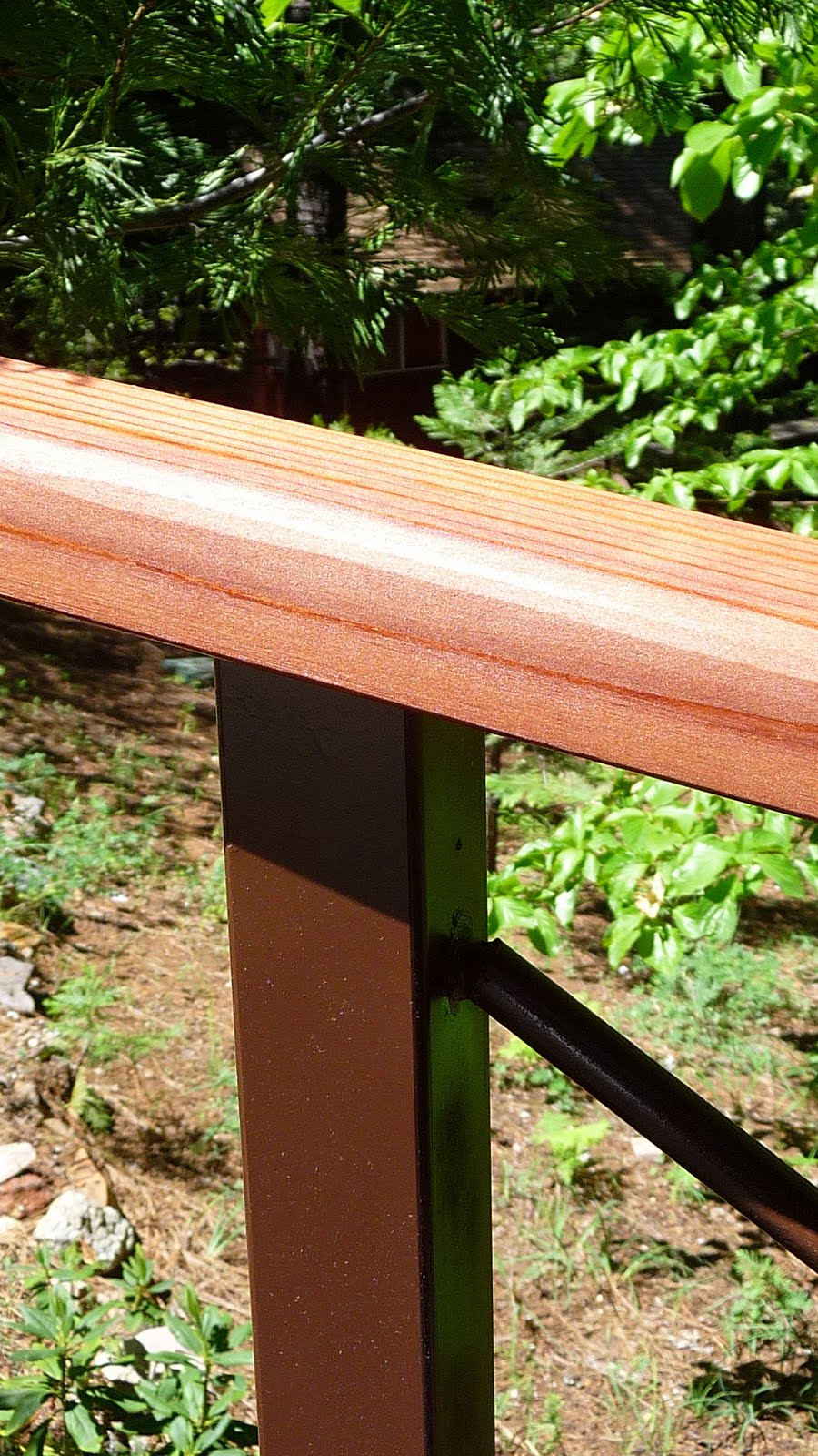 Living Iron Redwood Railing, Stained
