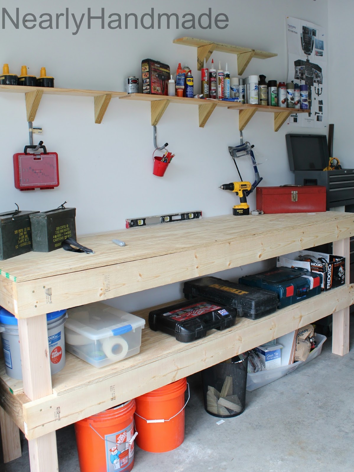 Nearly Handmade: Scrap Lumber Shelves & Adapting the Work Bench