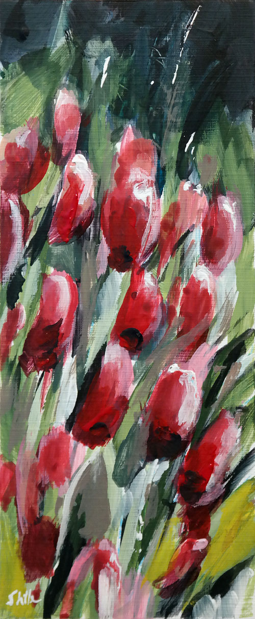 Acryl Malerei Von Roten Tulpen Stockfotografie Alamy