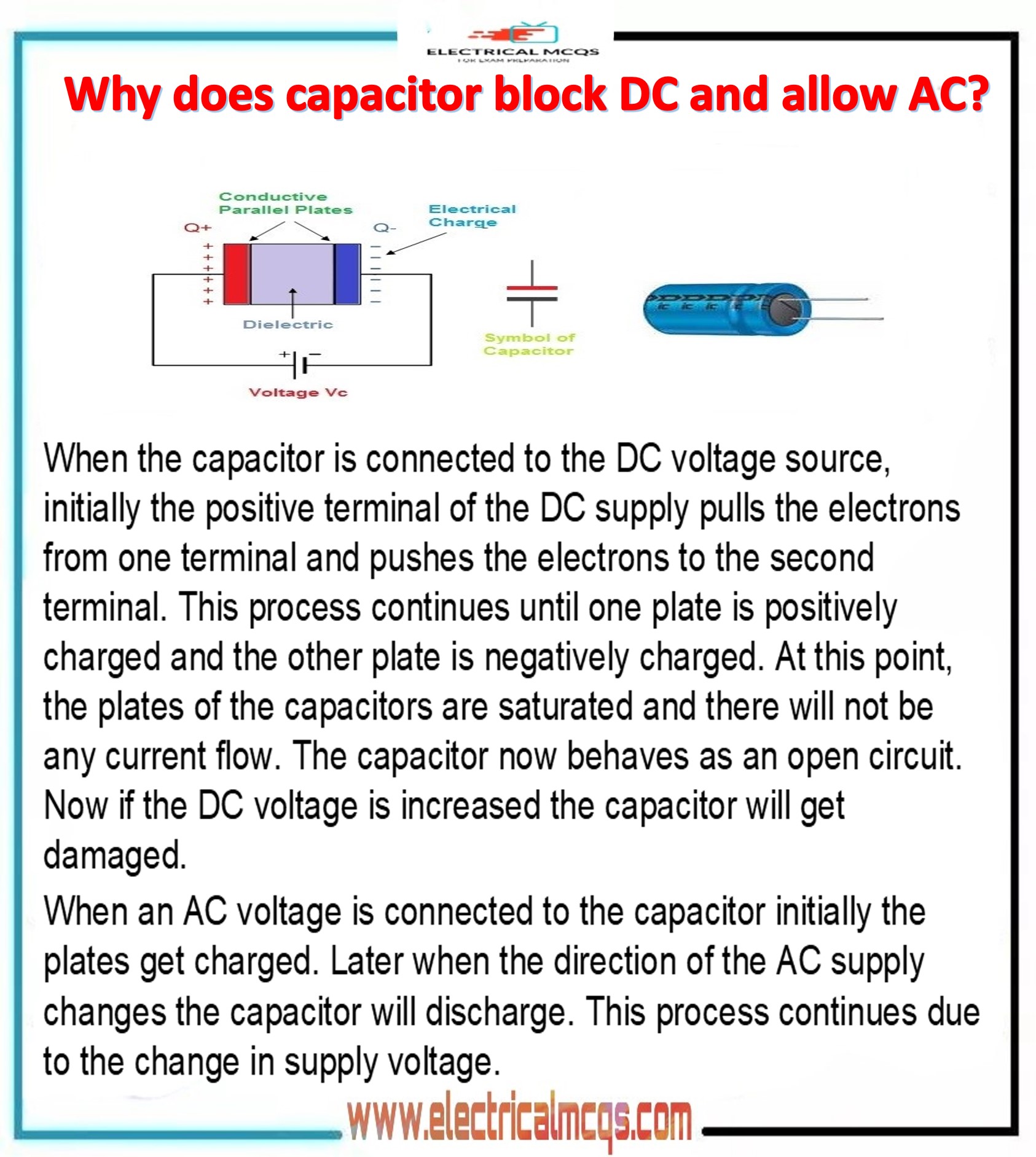 Why Does A Capacitor Block Dc But Pass Ac Electrical Technology | My ...