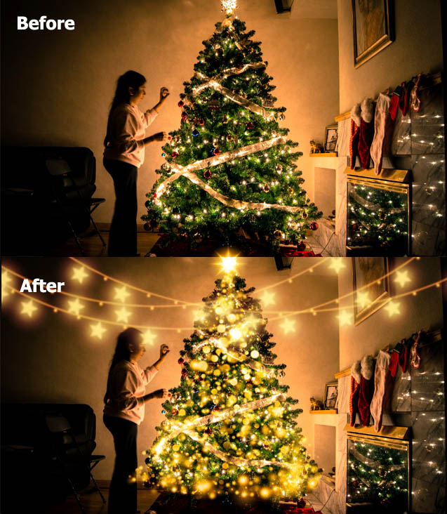 Christmas, Garlands & Tree photo overlays,Silver Overlay
