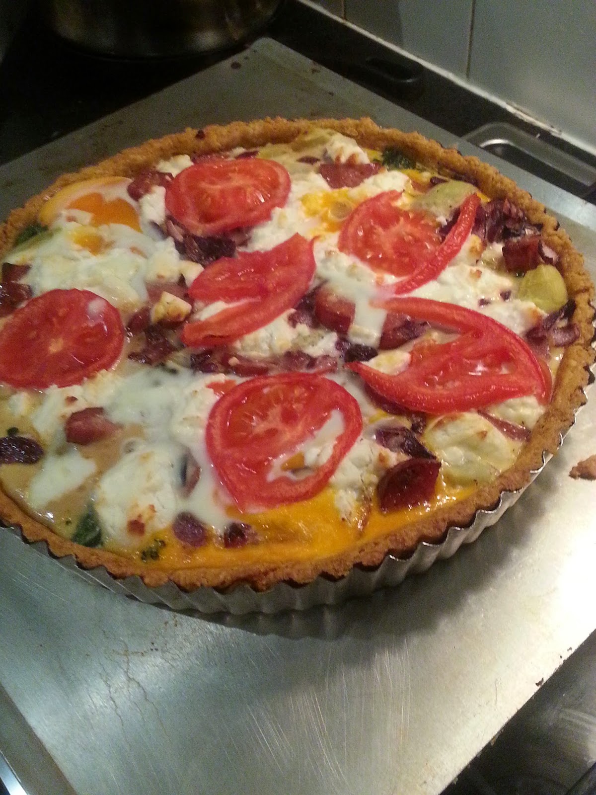 Forever Nutrition Artichoke, chorizo and goats cheese quiche