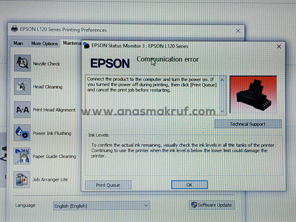 Mengatasi Initial Ink charging is not complete pada printer Epson L360