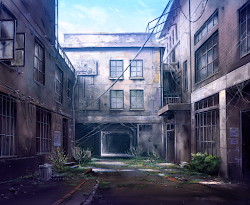 Anime Landscape: Post Apocalyptic Building Anime Background