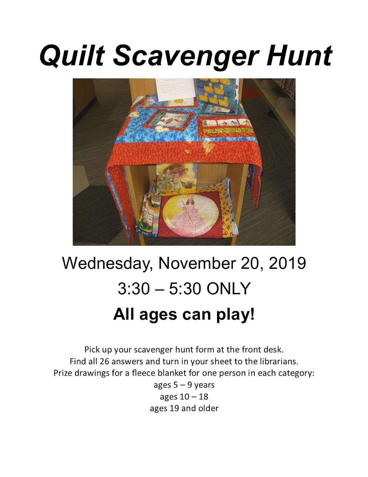 Sturgis Public Library Quilt Scavenger Hunt All Ages!