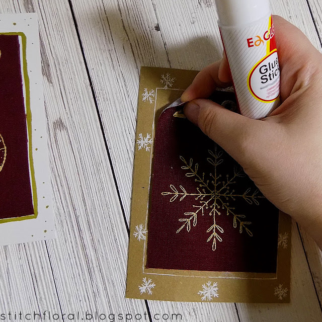 Winter hand embroidery postcards DIY