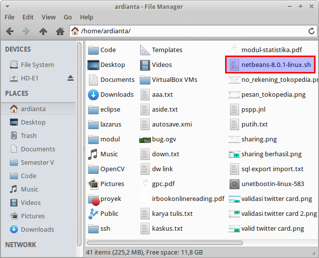 File instalator Netbeans untuk Linux