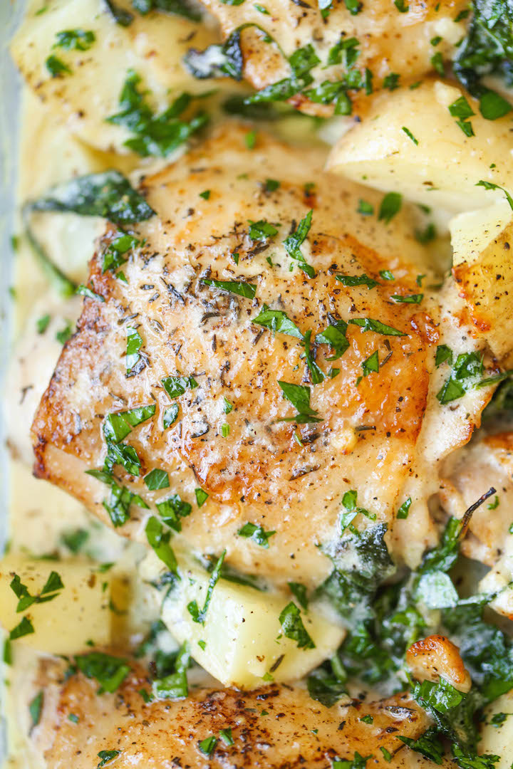 CHICKEN AND POTATOES WITH GARLIC PARMESAN CREAM SAUCE INSPIRED RECIPE