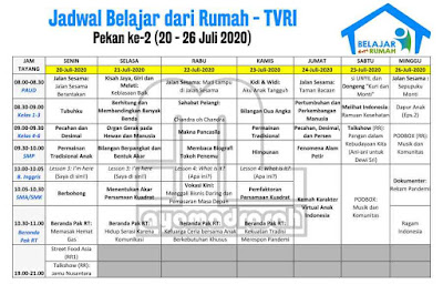 Jadwal BDR TVRI 20-28 Juli 2020
