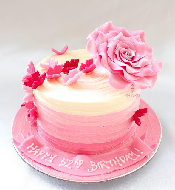 CHUCAKES Pink Fondant Rose Cake