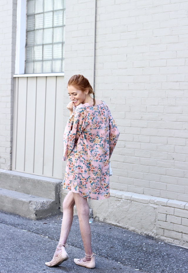 Auguste The Label pink floral shift dress, Rebecca Minkoff Micro Lexi Bucket Bag white, Topshop Toe Up flats, French braid, summer style
