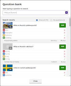 Ruudunkaappauskuva Kahootin kysymyspankista
