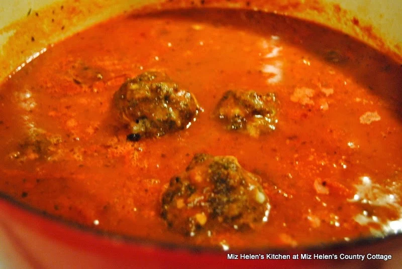 Italian Meatballs with Sauce, Making Sauce  at Miz Helen's Country Cottage