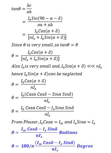 CT phase angle error formula derivation