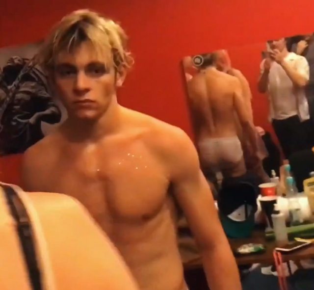 Ross Lynch Shirtless in his dressing room - Low Quality.