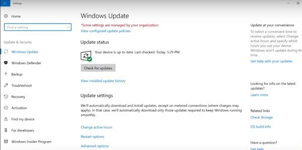 Частота обслуживания обновлений Windows 10