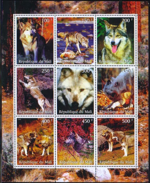 1998年マリ共和国 オオカミの切手シート