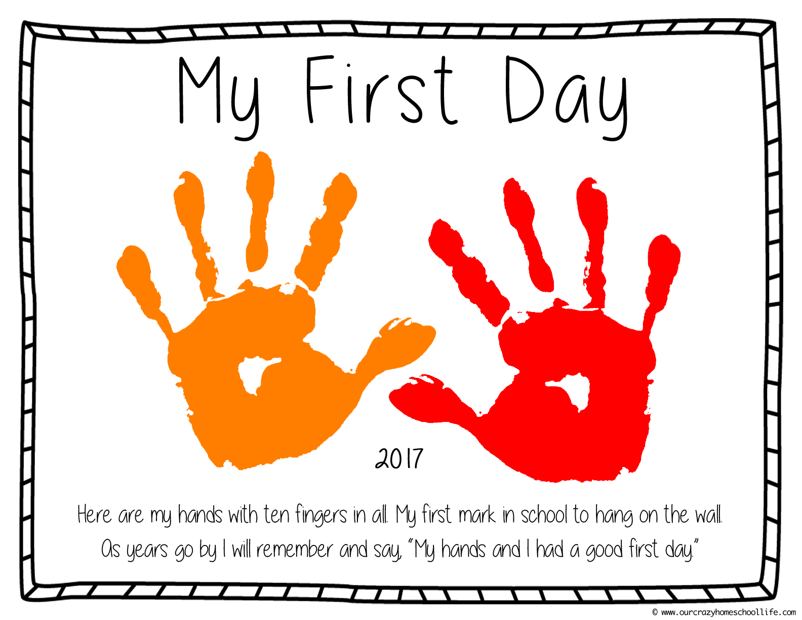 FREE First Day Of Preschool Printable Craft Our Crazy Homeschool Life