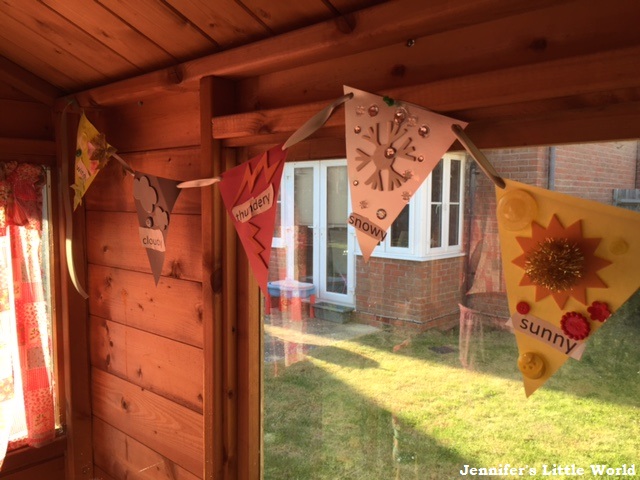 Making weather bunting craft for children