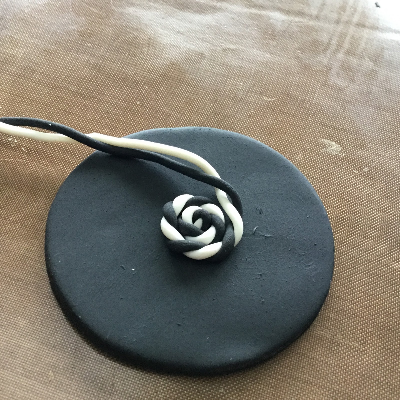 Black & White Twisted Coil Polymer Clay Pendant