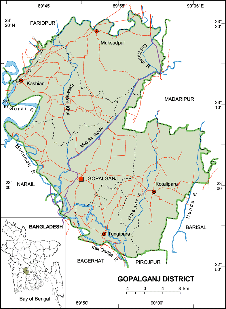 Gopalganj District Map Bangladesh