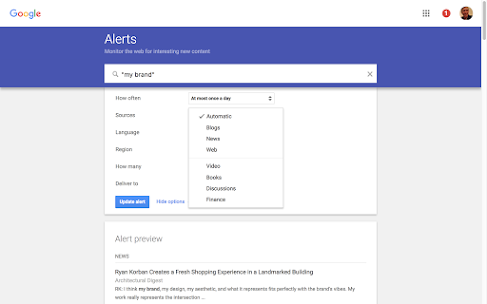 Công cụ Google Alerts hỗ trợ bạn cập nhật các thông báo về doanh nghiệp nhanh nhất