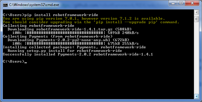 Pip command to install RIDE Pip command to install RIDE
