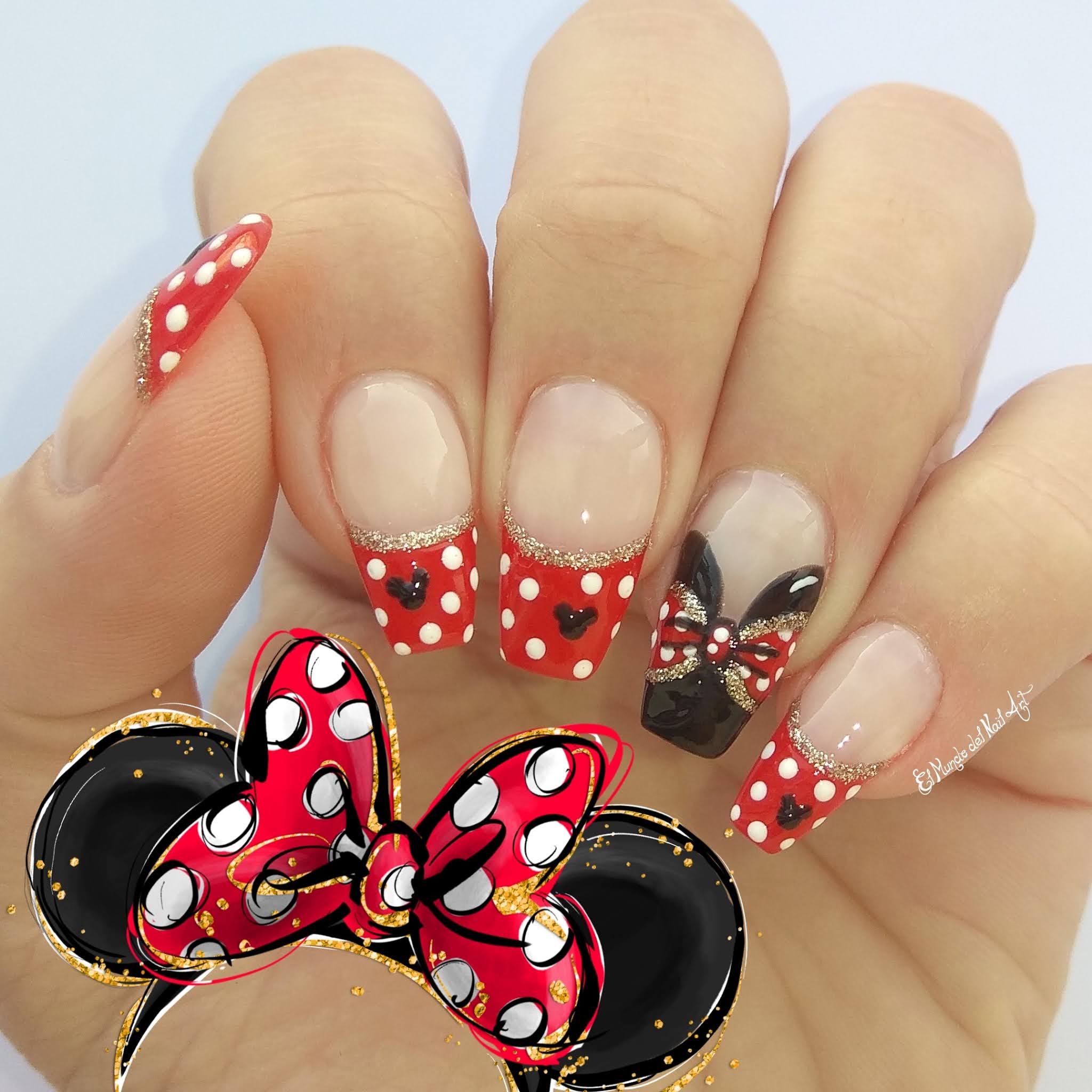 El Mundo del Nail Art: Manicura Minnie Mouse con Claresa
