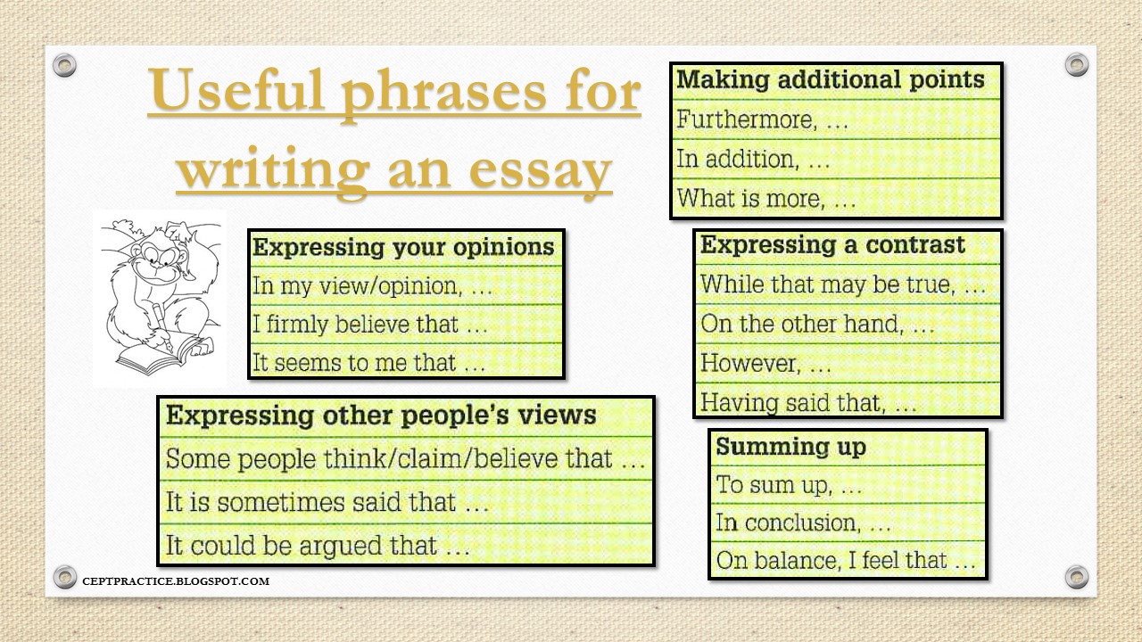 CEPT Practice: Useful phrases for writing an essay, an email, a