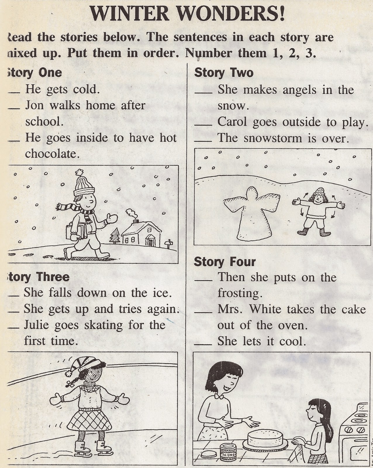 ELEMENTARY SCHOOL ENRICHMENT ACTIVITIES: SNOWMAN WORKSHEETS