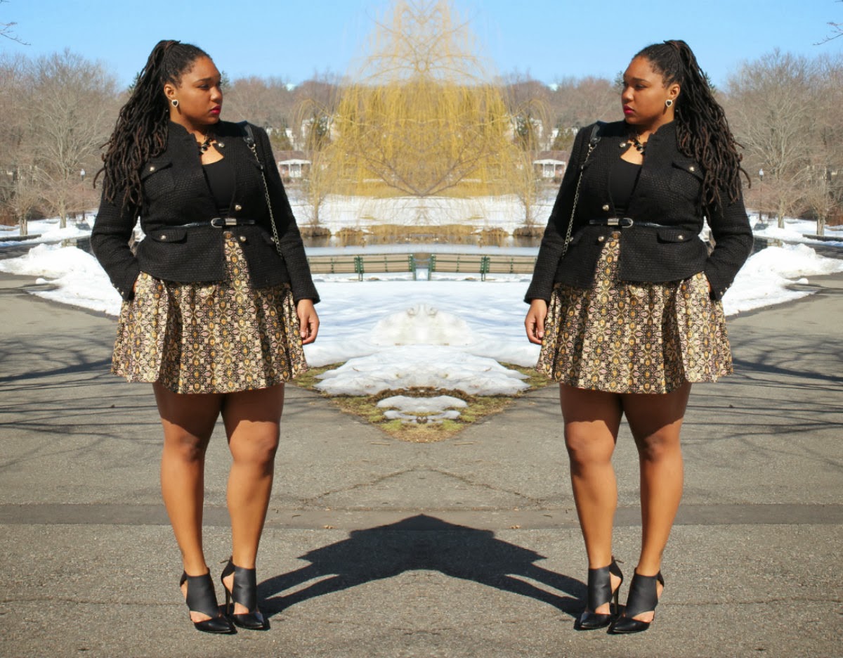 International Concepts Blazer Forever 21 skirt Shoedazzle Sheldon Shoes