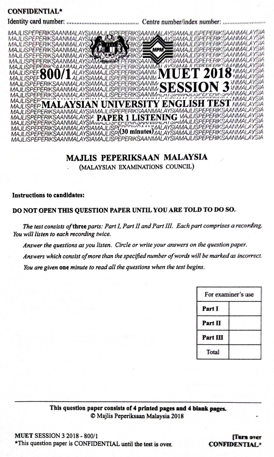 Contoh Soalan Muet Listening Test Lengkap Dengan Audio Dan Jawapan