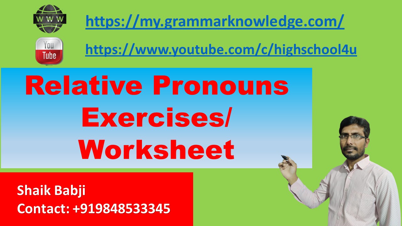 Worksheet On Relative Pronouns
