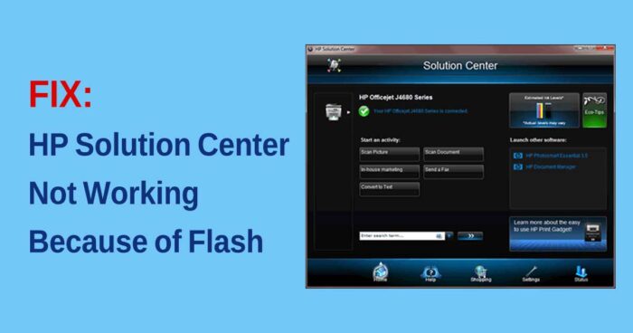 Центр решений HP не работает из-за Flash