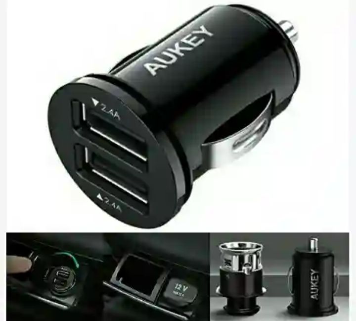 Aukey USB Car Charger: Portable 2.4A Dual-Port Mobile Charging Adapter for Smartphones and Tablets