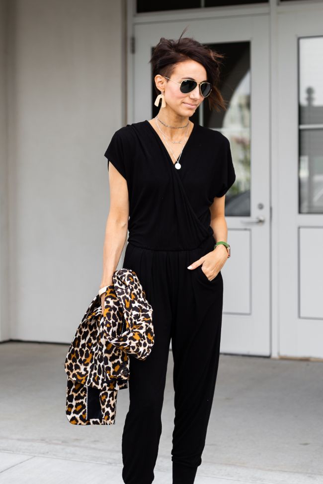 loveappella short sleeve wrap top jumpsuit