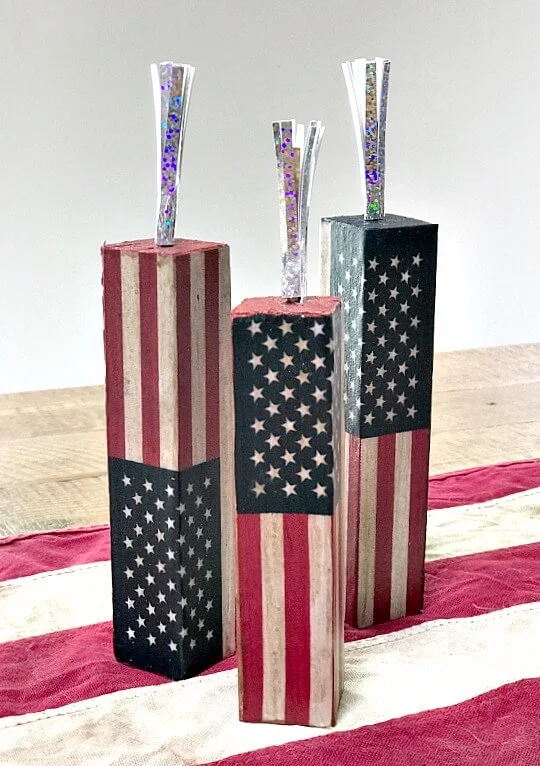 Firework blocks with glittered flares