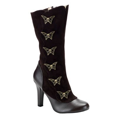 Demonia TESLA-107 Brown Victorian Steampunk Gothic Boots - shoes