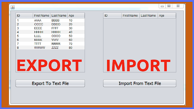 Export And Import Text File To JTable Using Java