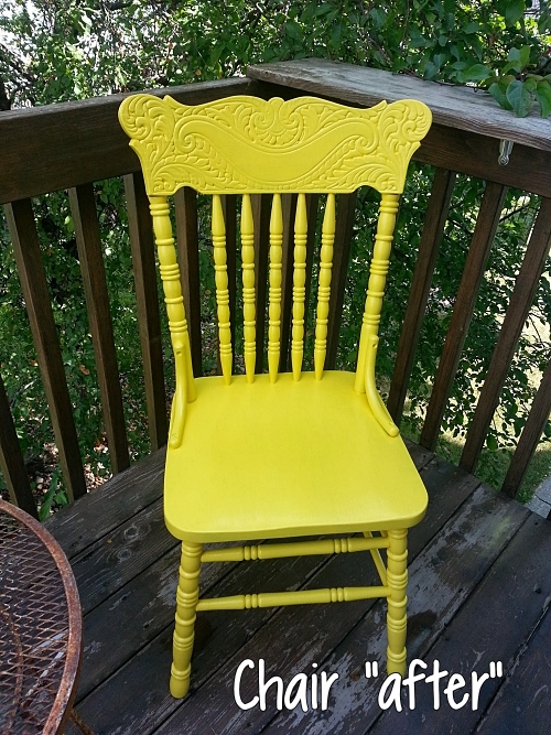 wooden chair "after" painting
