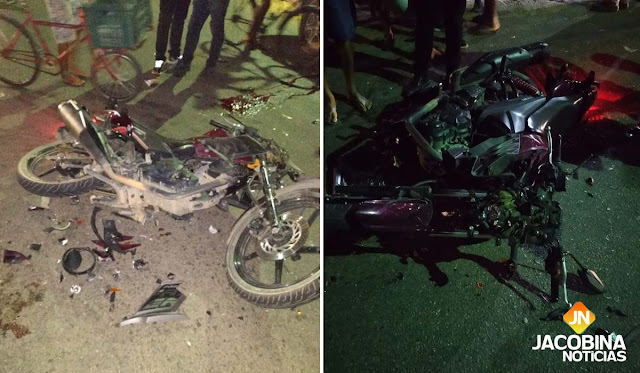 Três pessoas ficam feridas em grave acidente com duas motos em Jacobina