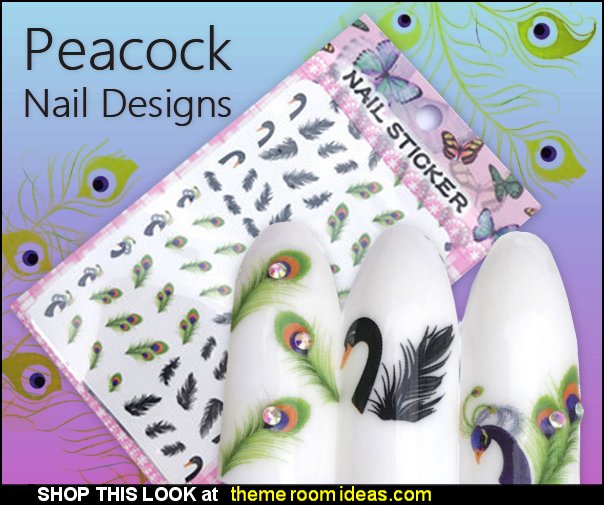 Peacock Feather Nail 3D Sticker, Nail Sticker, Peacock Nail Decal, Peacock Nail Art Decal