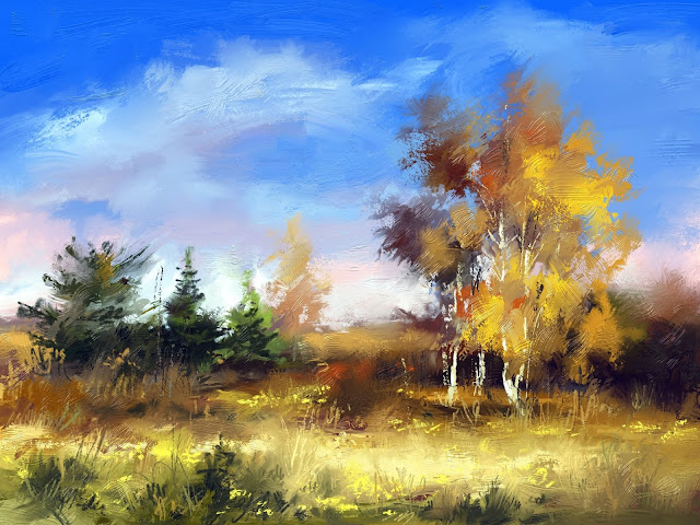 Autumn digital landscape painting by Mikko Tyllinen
