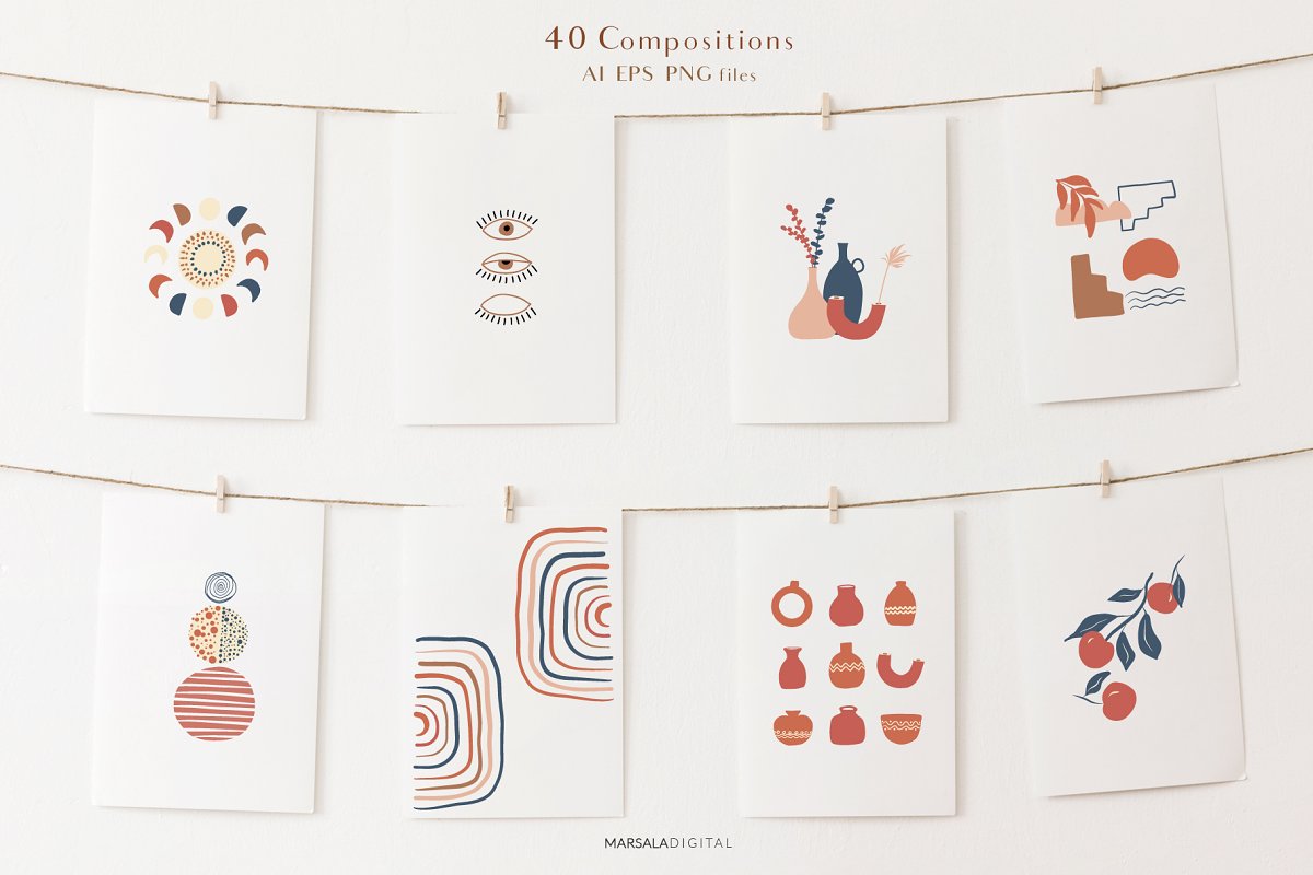 Abstract Prints Shapes Graphics Vol.2 (PNG, EPS, AI)