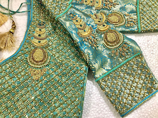 Half saree blouse embroidery