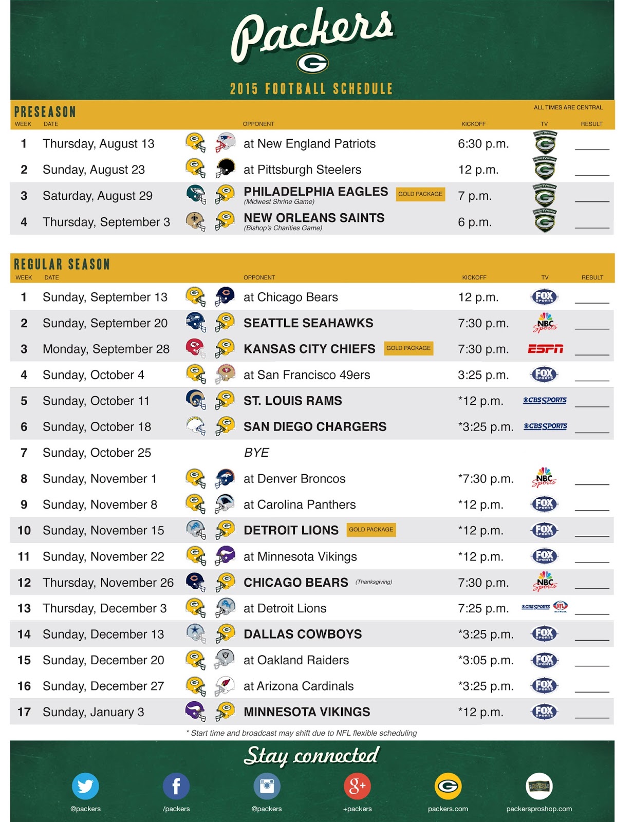 The Wearing Of the Green (and Gold): 2015 Schedule Released