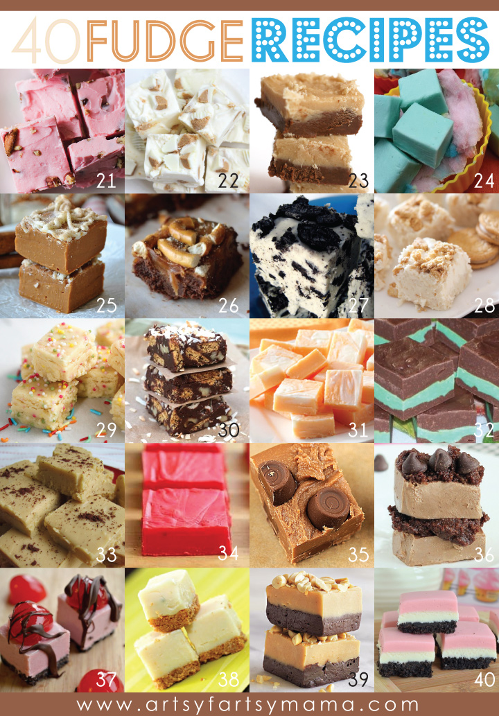 40 Fudge Recipes at artsyfartsymama.com #fudge #recipe